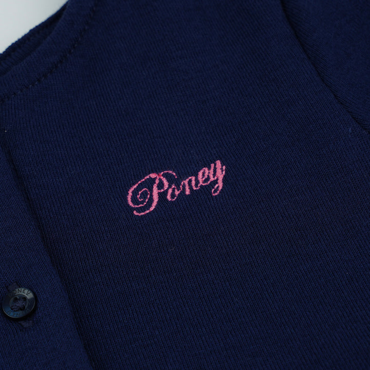 Poney Girls Navy Stripes Gathered Detail Short Sleeve Dress
