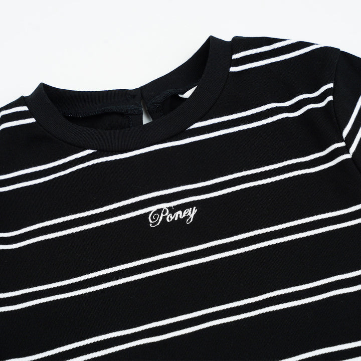 Poney Girls Black Charcoal Gray Short Sleeve Dress
