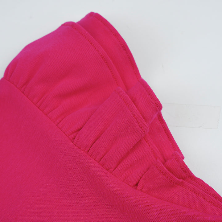 Poney Girls Fuchsia Azalea Pink Short Ruffled Sleeve Dress