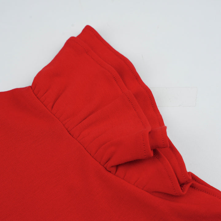 Poney Girls Red Poppy Short Ruffled Sleeve Dress