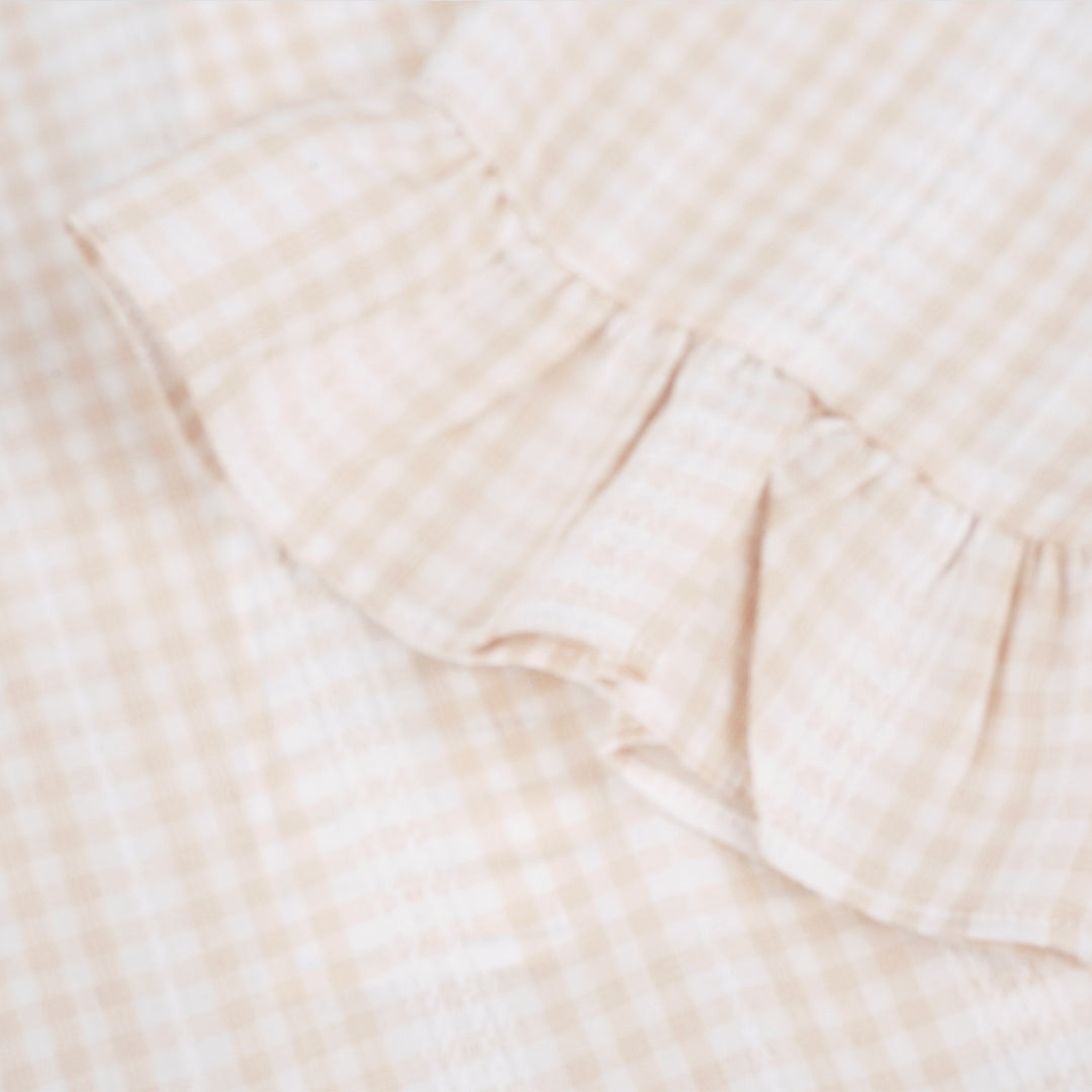 Poney Girls Khaki Hazelnut Embroidered 3/4 Mid Sleeve Blouse