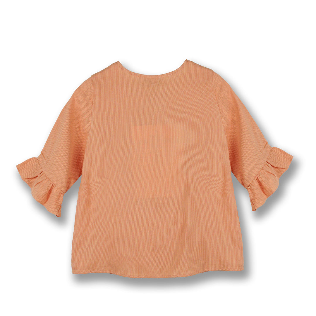 Poney Girls Orange Chiffon 3/4 Mid Sleeve Blouse