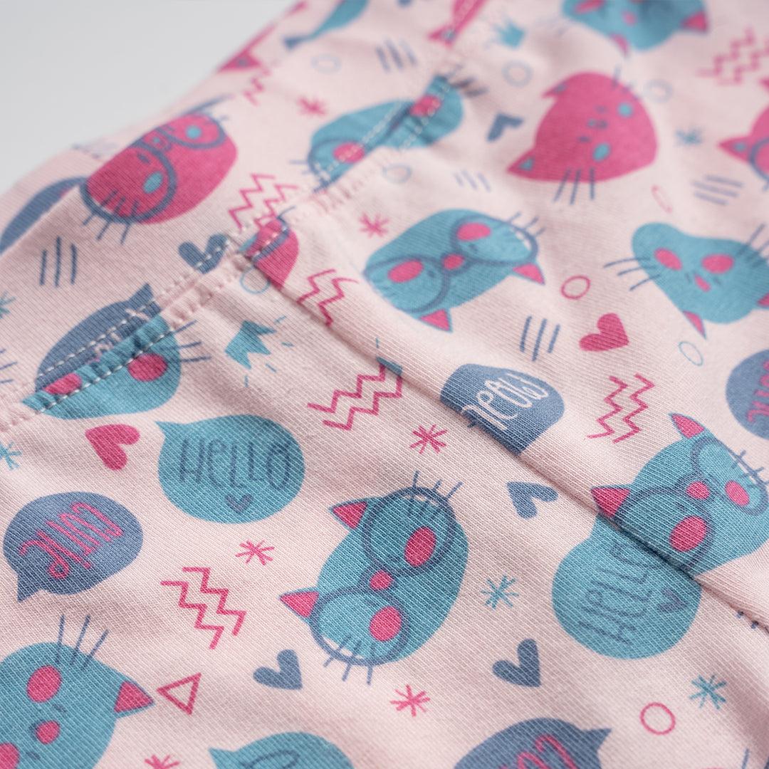 Poney Girls Light Pink Cutie Meow Leggings