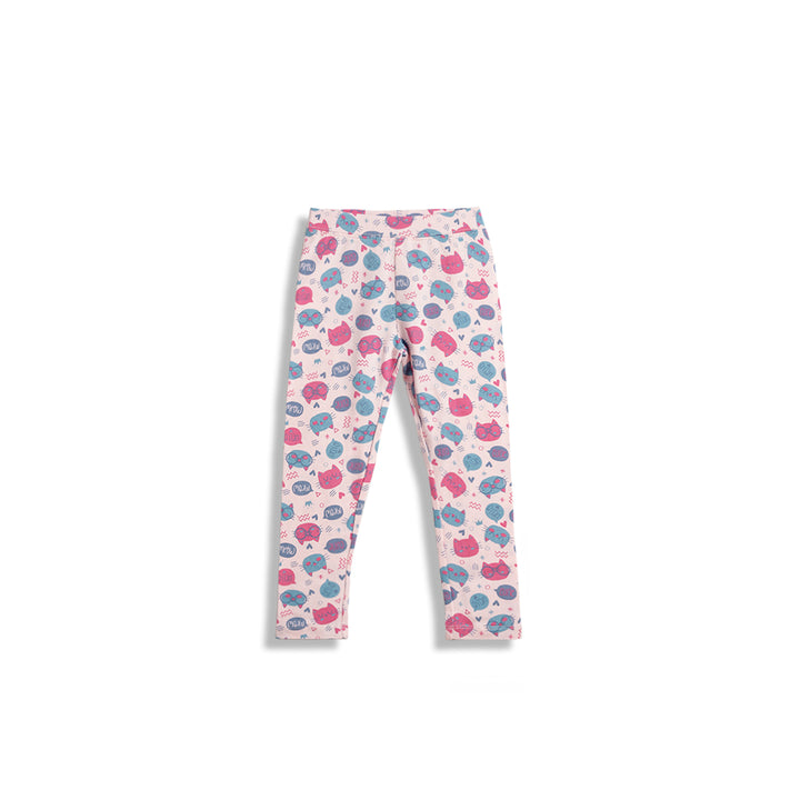 Poney Girls Light Pink Cutie Meow Leggings