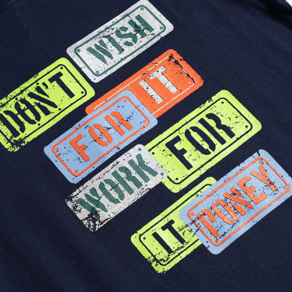 Poney Don't Wish for it, work for it Boys Short Sleeve Tee