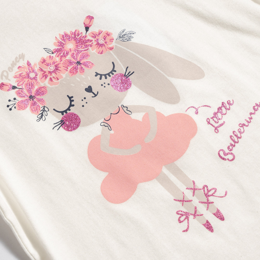 Poney Little Ballerina Bunny Girls Short Sleeve Tee