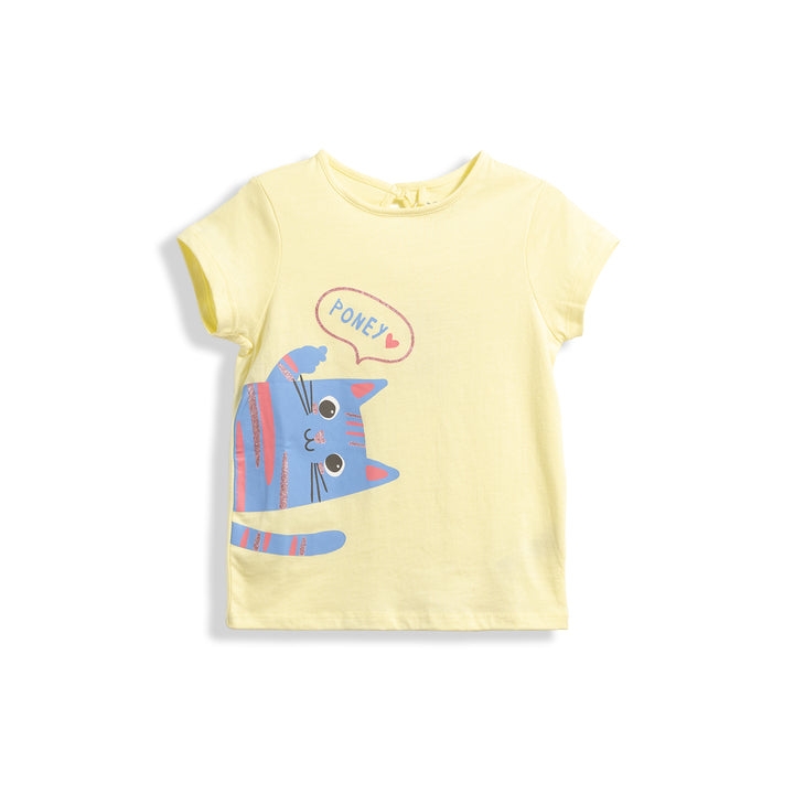 Poney Cheeky Kitty with Finger Heart Girls Short Sleeve Tee