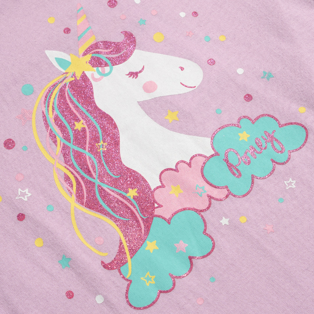 Poney Sparkle Unicorn Girls Short Sleeve Tee