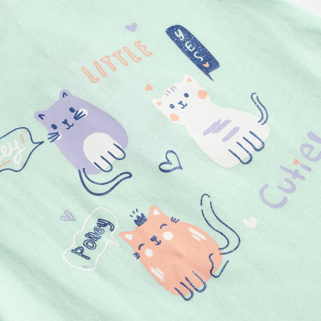 Poney Playful Cat Friends Girls Short Sleeve Tee