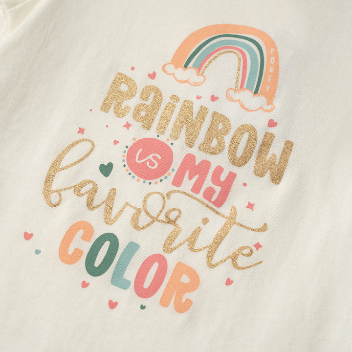 Poney Favourite Rainbow Colours Girls Short Sleeve Tee