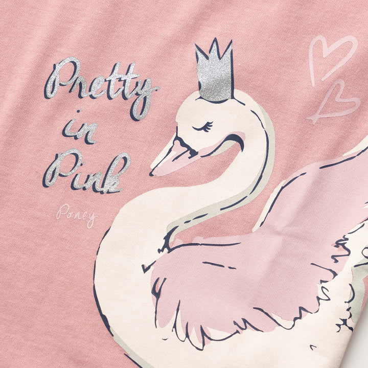Poney Pretty In Pink Swan Girls Short Sleeve Tee