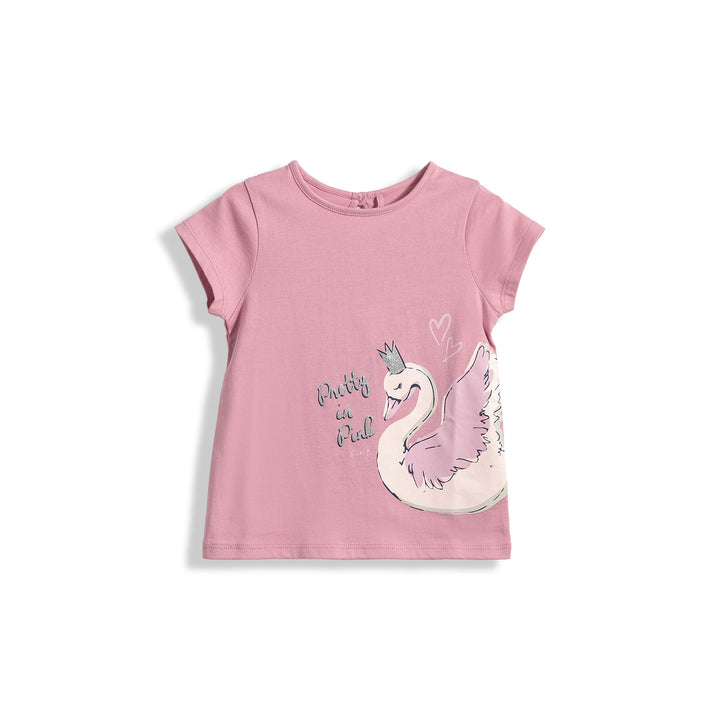 Poney Pretty In Pink Swan Girls Short Sleeve Tee