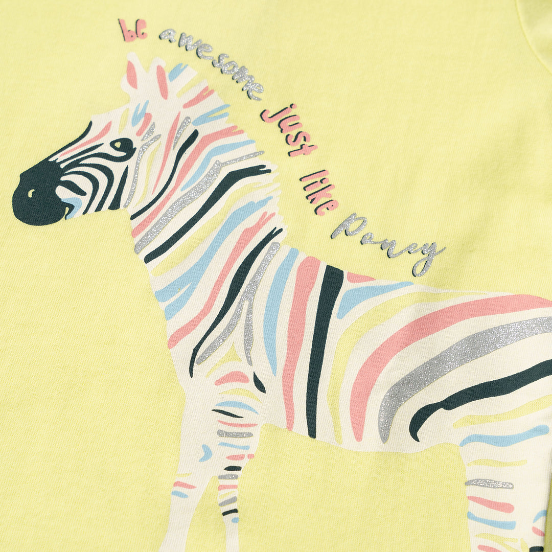 Poney Colourful Zebra Girls Short Sleeve Tee