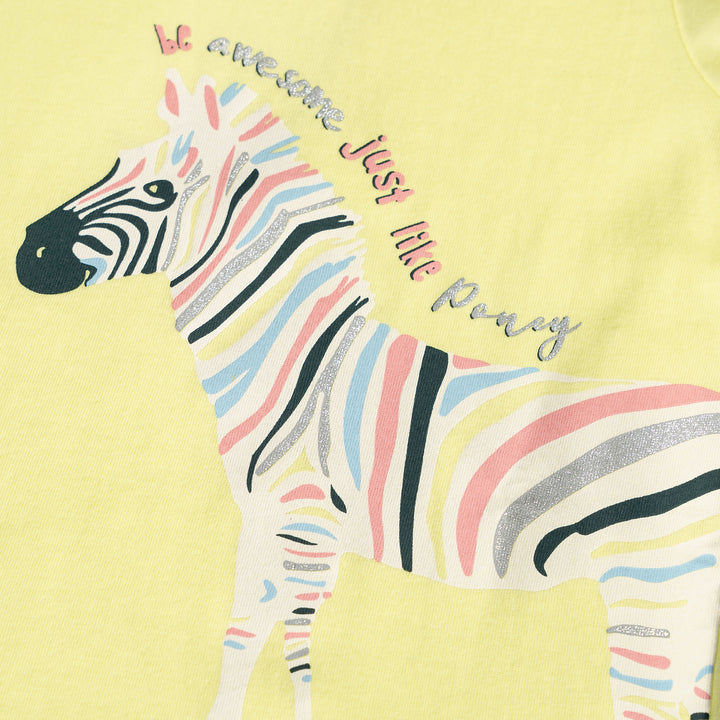 Poney Colourful Zebra Girls Short Sleeve Tee