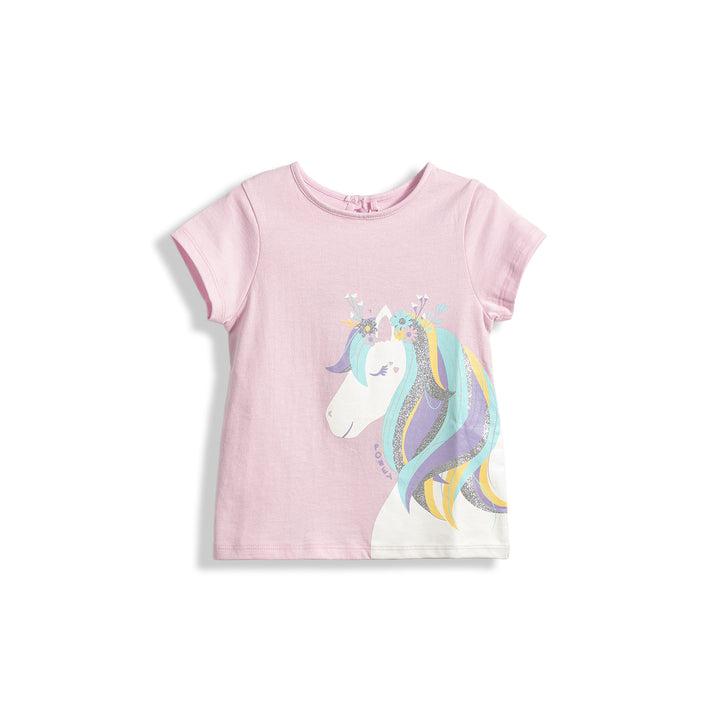Poney Flowery Unicorn Girls Short Sleeve Tee