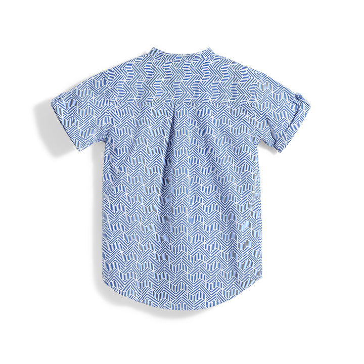 Poney Bright Cobalt Geomatric Short Sleeve Shirt