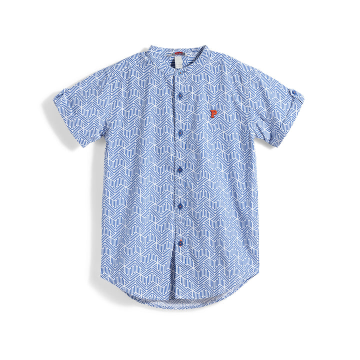 Poney Bright Cobalt Geomatric Short Sleeve Shirt