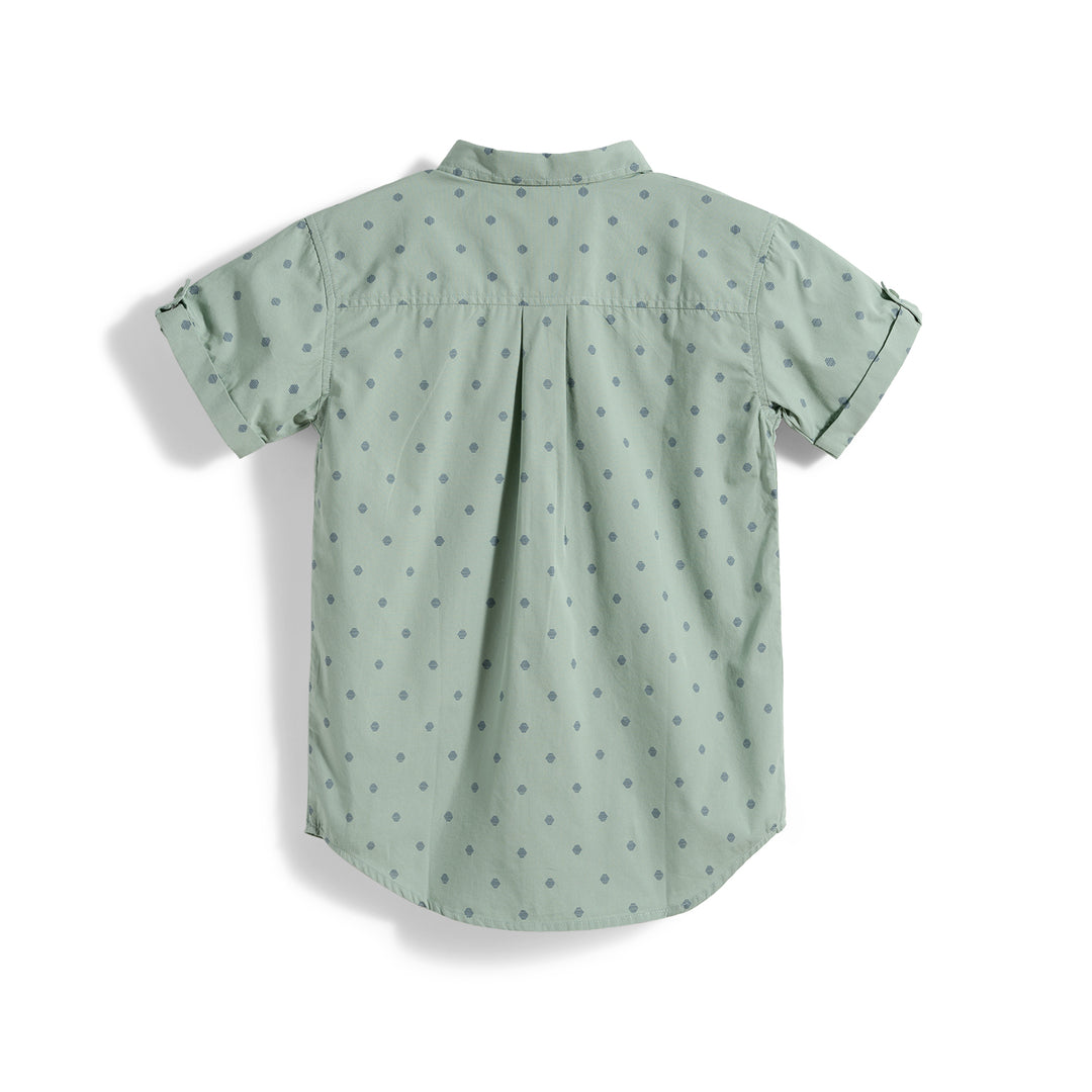 Poney Hedge Green Geomatric Short Sleeve Shirt