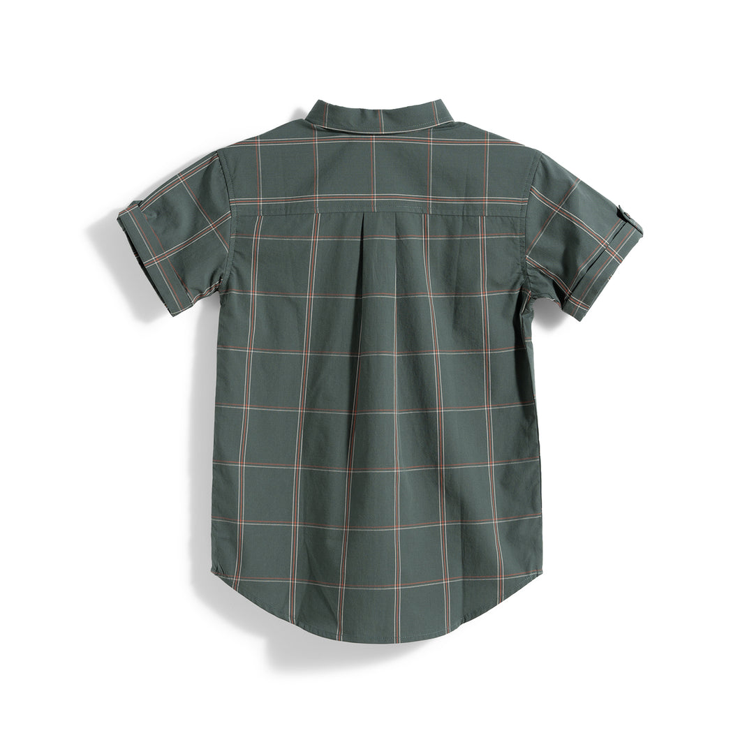 Poney Windowpane Checked Short Sleeve Shirt