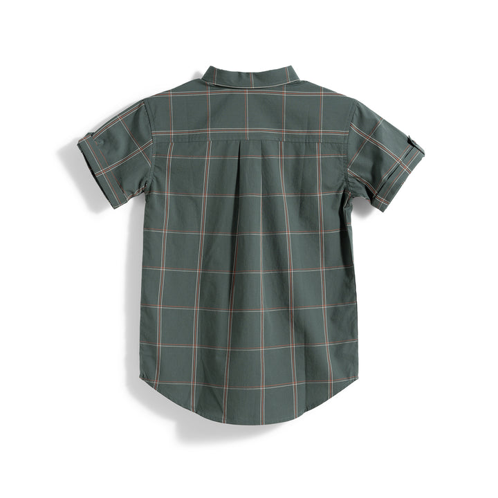 Poney Windowpane Checked Short Sleeve Shirt