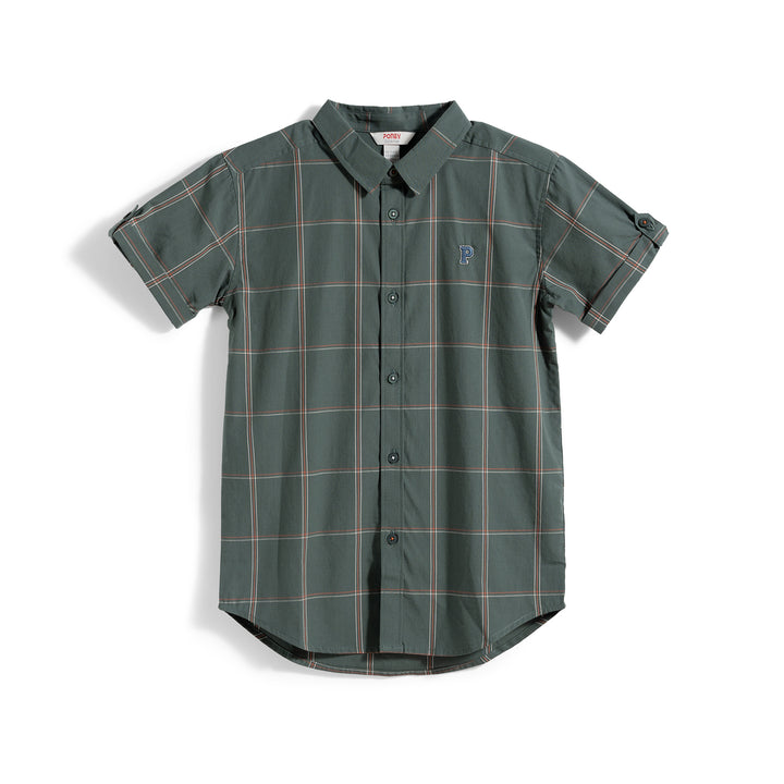 Poney Windowpane Checked Short Sleeve Shirt