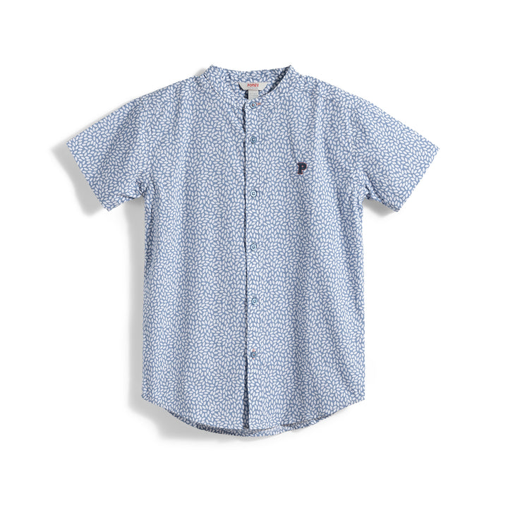 Poney Blue Shadow Pattern Printed Short Sleeve Shirt