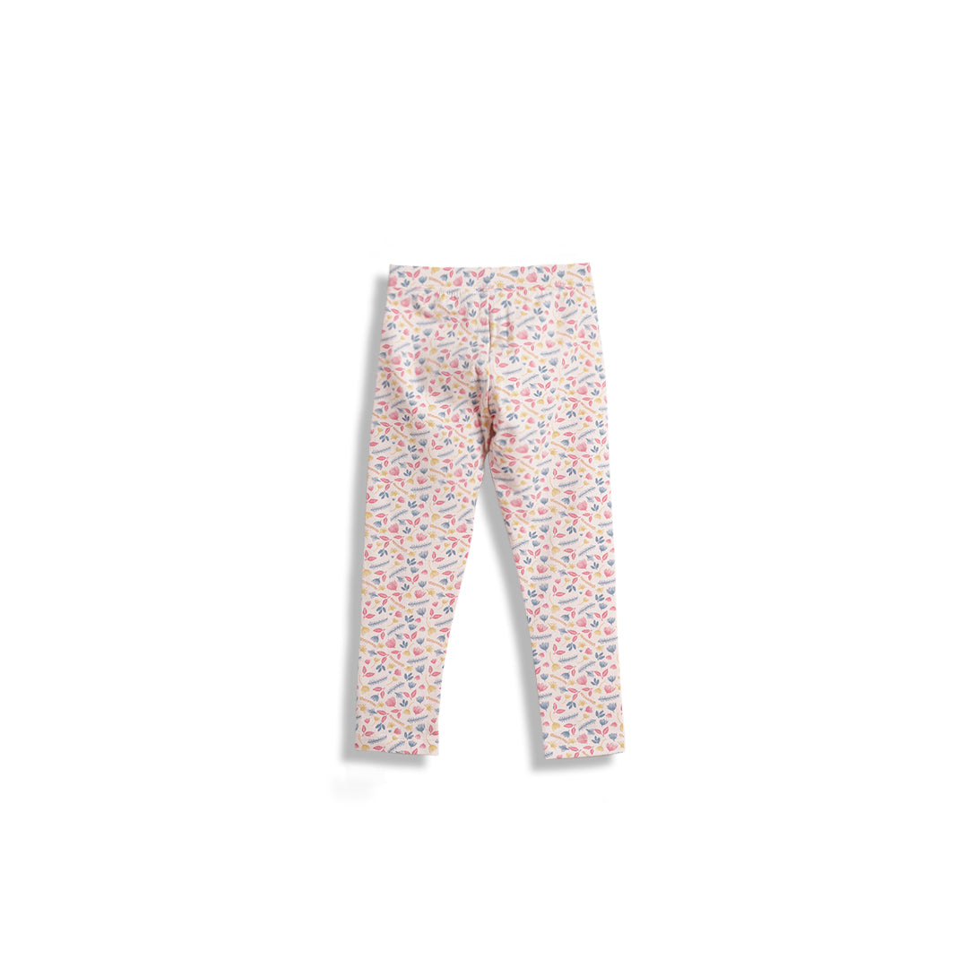 Poney Girls Light Pink Colourful Leaves Leggings