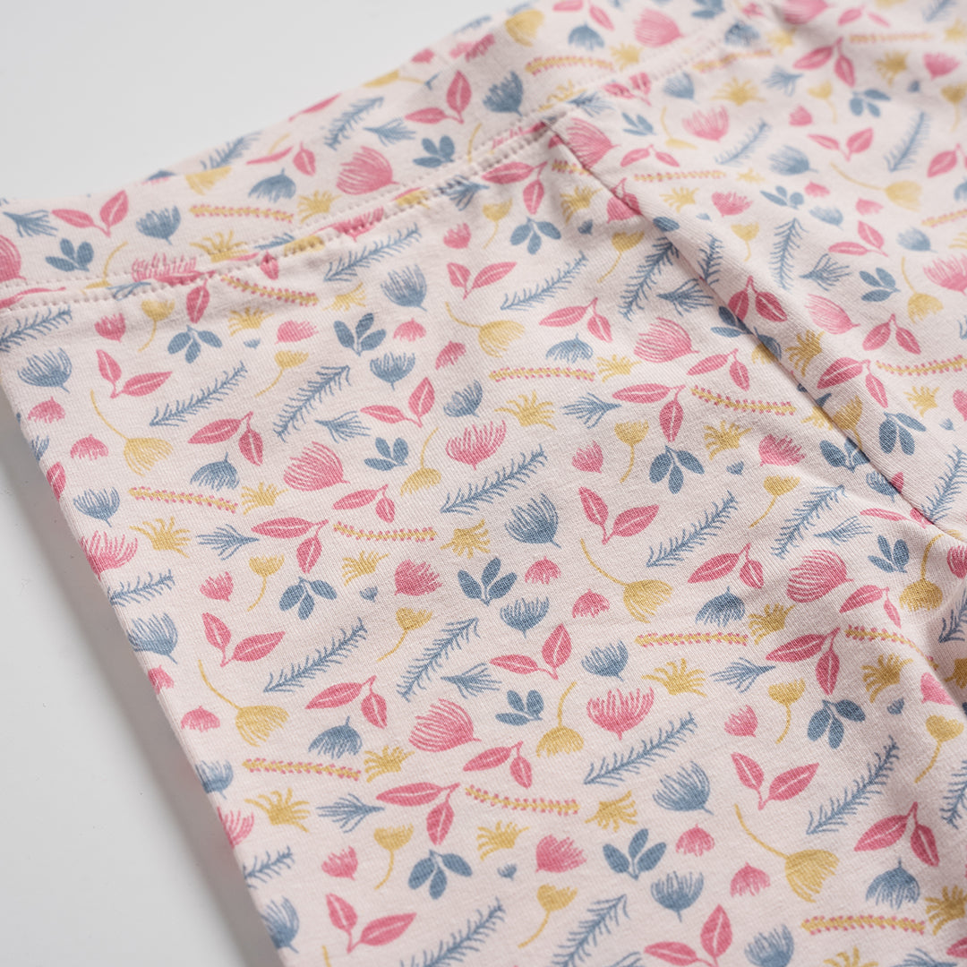 Poney Girls Light Pink Colourful Leaves Leggings