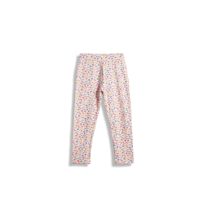Poney Girls Light Pink Colourful Leaves Leggings