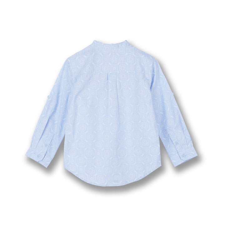 Poney Boys Blue Cashmere Mandala Long Sleeve Shirt