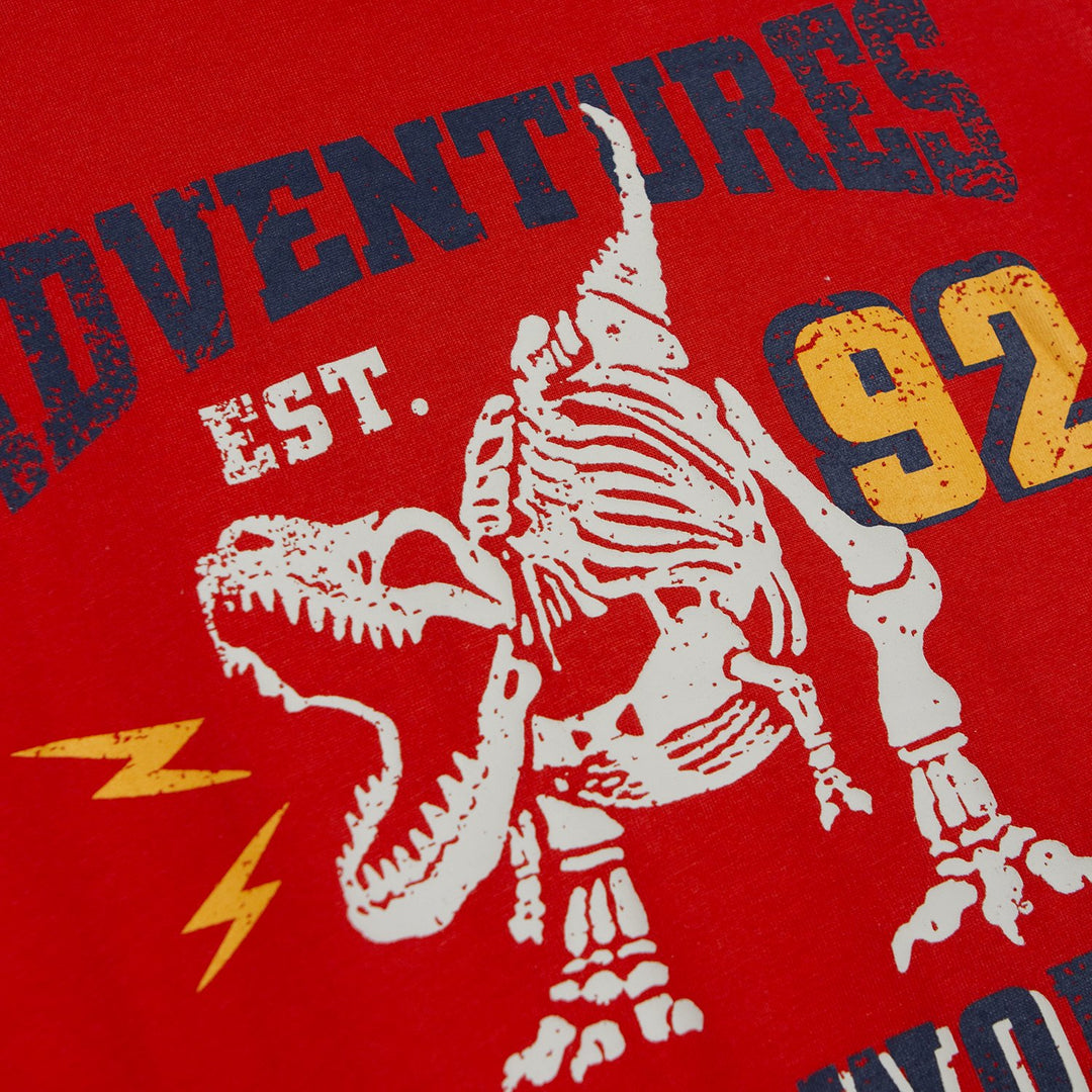Poney Boys Adventures Dinosaur Round Neck Short Sleeve Tee