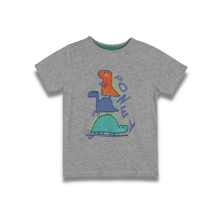 Poney Boys Dino Friends Round Neck Short Sleeve Tee