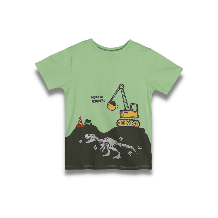 Poney Boys Dinosaur Excavation Round Neck Short Sleeve Tee