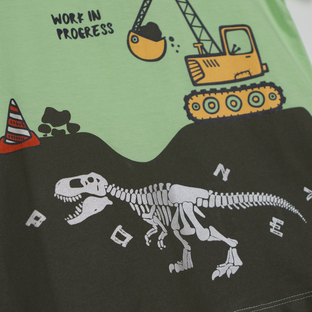 Poney Boys Dinosaur Excavation Round Neck Short Sleeve Tee