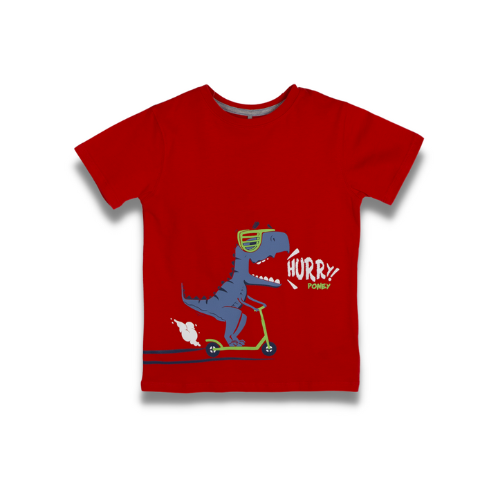 Poney Boys Hurry Dino Round Neck Short Sleeve Tee