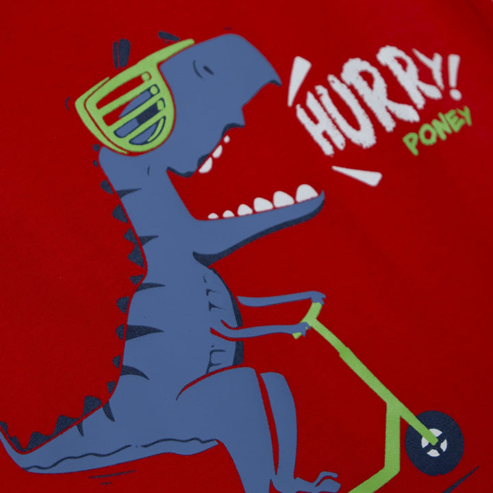Poney Boys Hurry Dino Round Neck Short Sleeve Tee