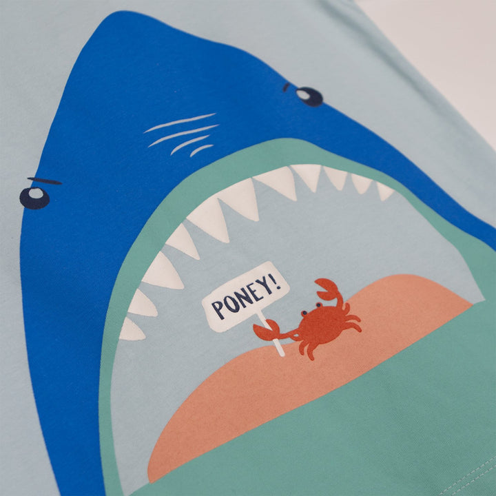 Poney Boys Hungry Shark Round Neck Short Sleeve Tee