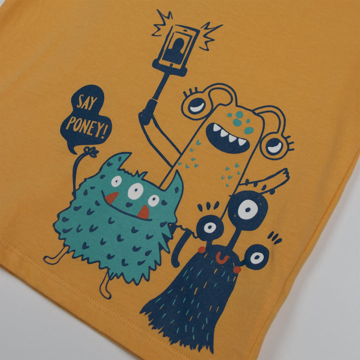 Poney Boys Monster Selfie Round Neck Short Sleeve Tee