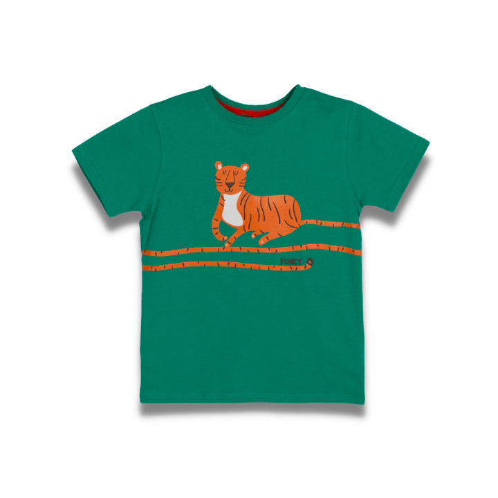 Poney Boys Long Tail Tiger Round Neck Short Sleeve Tee