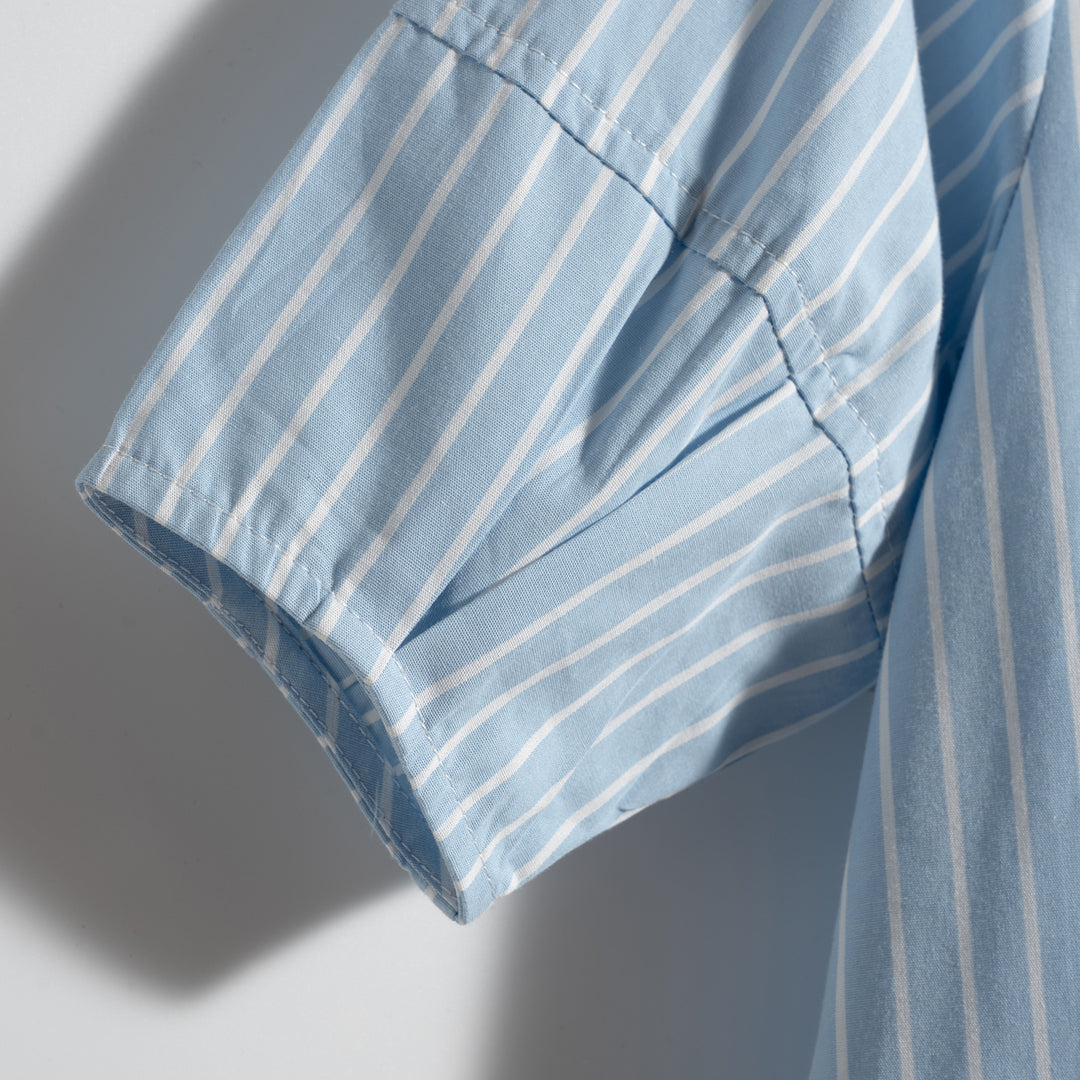 Poney Girls Clear Sky Blue Striped Short Sleeve Blouse