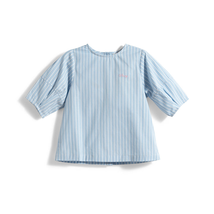 Poney Girls Clear Sky Blue Striped Short Sleeve Blouse