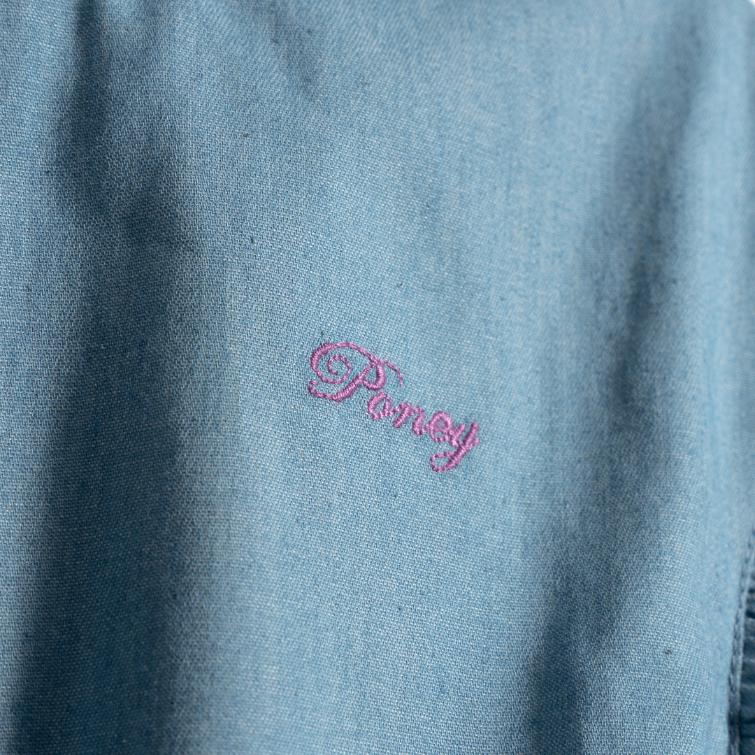 Poney Girls Chambray Ruffled Sleeve Blouse