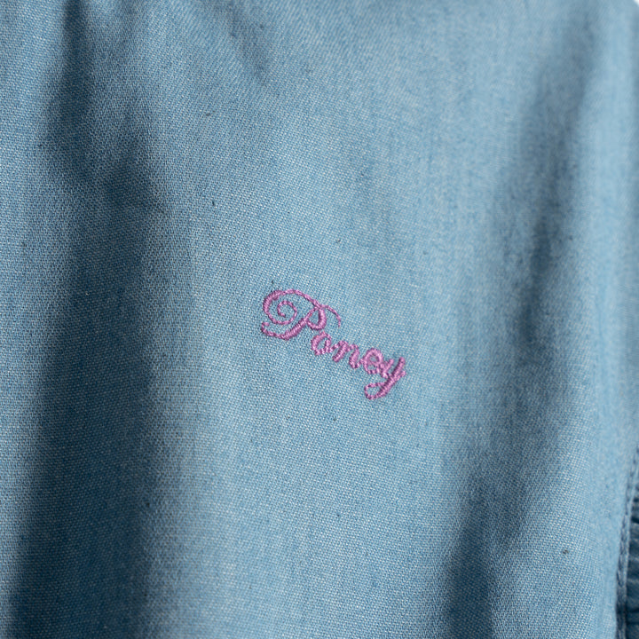 Poney Girls Chambray Ruffled Sleeve Blouse