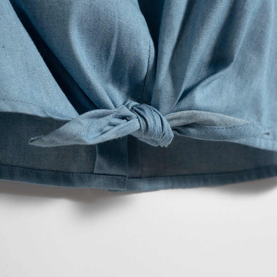 Poney Girls Chambray Ruffled Sleeve Blouse