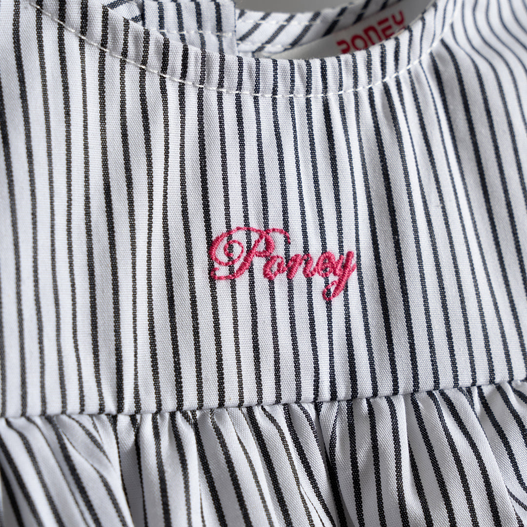 Poney Girls Mood Indigo Striped Frills Ruffled Sleeve Blouse