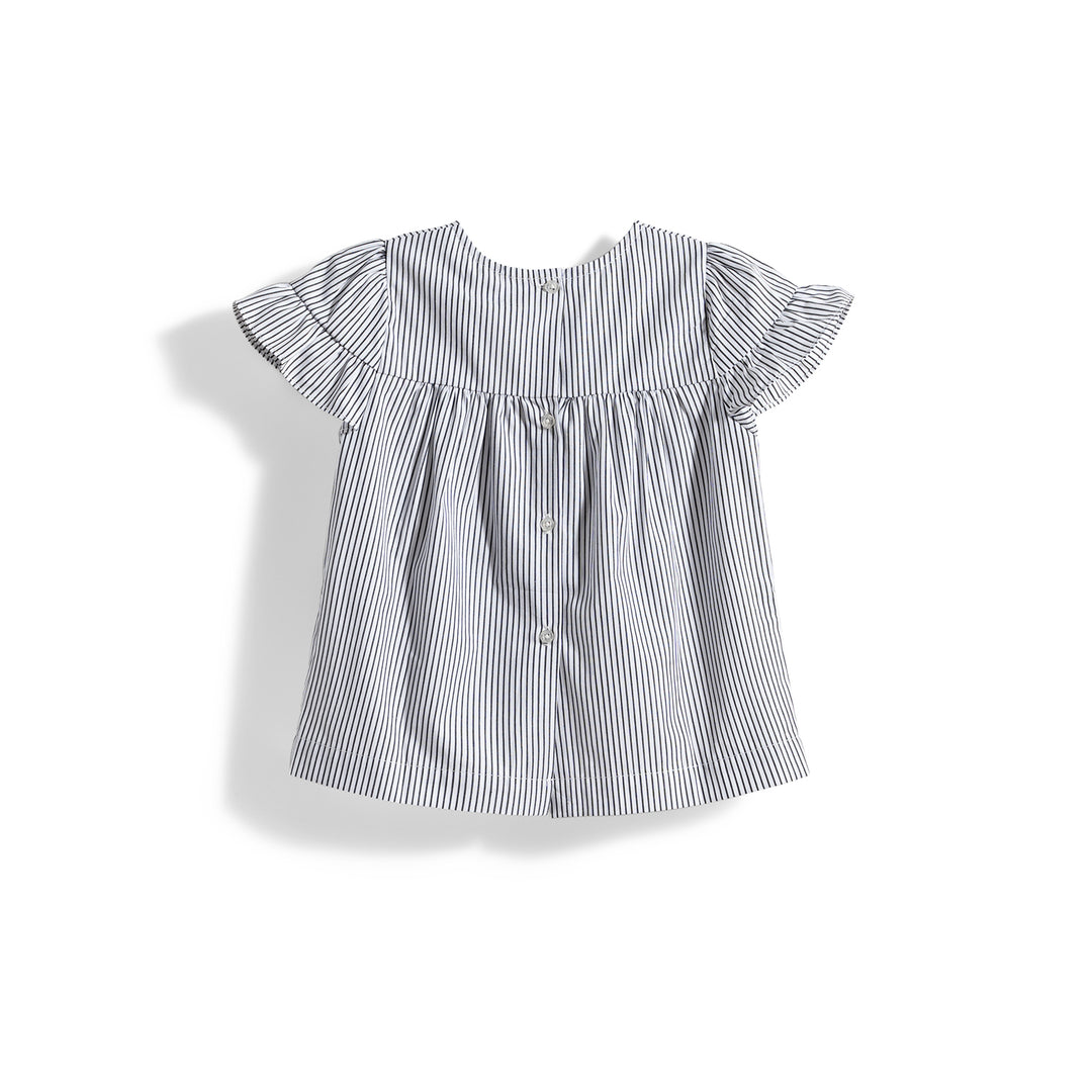 Poney Girls Mood Indigo Striped Frills Ruffled Sleeve Blouse