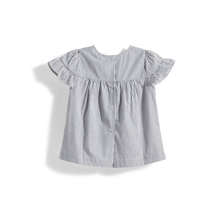 Poney Girls Mood Indigo Striped Frills Ruffled Sleeve Blouse