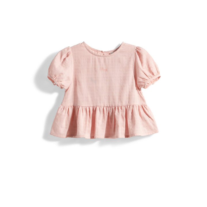 Poney Girls Cotton Candy Checked Puffy Short Sleeve Blouse