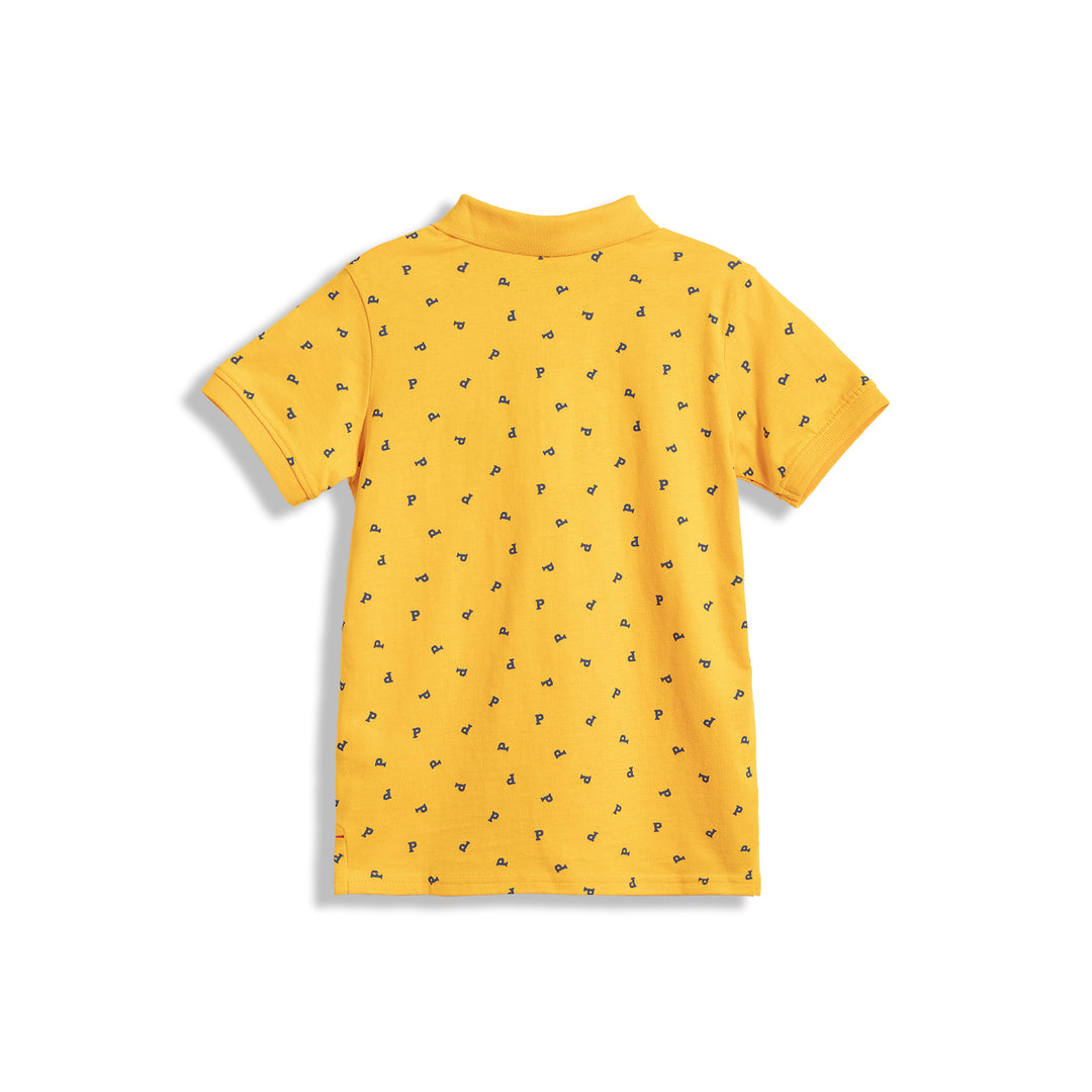 Poney Yellow Printed Poney Logo Short Sleeve Polo