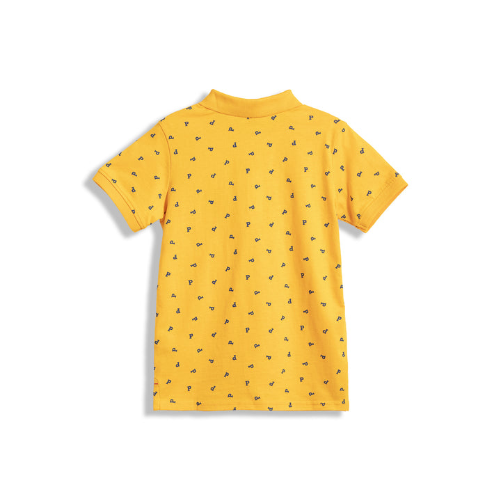 Poney Yellow Printed Poney Logo Short Sleeve Polo